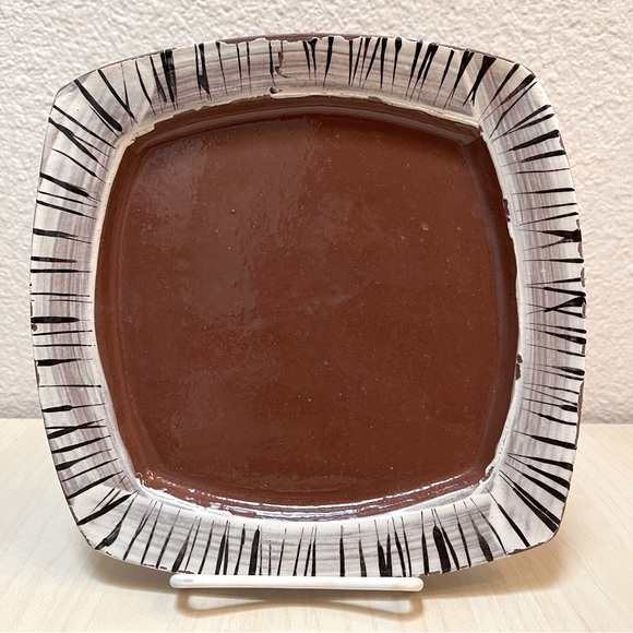 Plate, Square, Artist Made, Terra Cotta with Slip & Glaze. - Picture 1 of 6